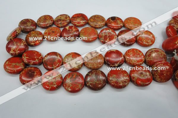 CAT195 15.5 inches 25mm flat round dyed natural aqua terra jasper beads