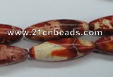 CAT208 15.5 inches 10*30mm rice dyed natural aqua terra jasper beads