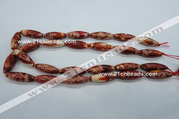 CAT208 15.5 inches 10*30mm rice dyed natural aqua terra jasper beads