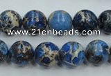 CAT213 15.5 inches 12mm round dyed natural aqua terra jasper beads