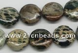 CAT5009 15.5 inches 16mm flat round natural aqua terra jasper beads