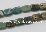 CAT5014 15.5 inches 8*10mm rectangle natural aqua terra jasper beads