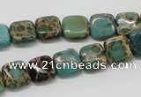 CAT5018 15.5 inches 10*10mm square natural aqua terra jasper beads