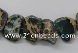 CAT5020 15.5 inches 15*12mm nuggets natural aqua terra jasper chip beads