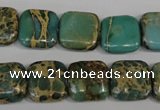 CAT5025 15.5 inches 14*14mm square natural aqua terra jasper beads