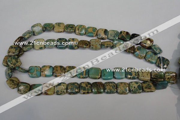 CAT5025 15.5 inches 14*14mm square natural aqua terra jasper beads