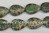 CAT5029 15.5 inches 13*18mm flat teardrop natural aqua terra jasper beads