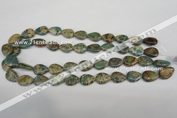 CAT5029 15.5 inches 13*18mm flat teardrop natural aqua terra jasper beads