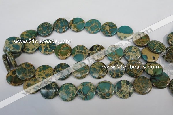 CAT5032 15.5 inches 22mm flat round natural aqua terra jasper beads