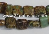 CAT5037 15.5 inches 6*6mm square natural aqua terra jasper beads