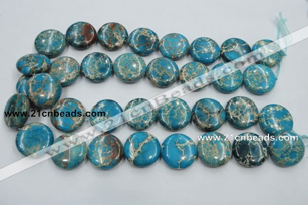 CAT65 15.5 inches 25mm flat round dyed natural aqua terra jasper beads