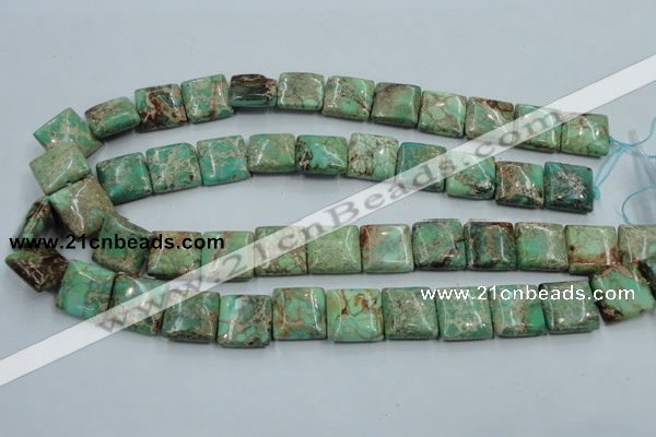 CAT68 15.5 inches 16*16mm square dyed natural aqua terra jasper beads