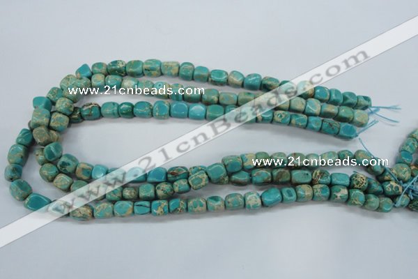 CAT78 15.5 inches 7*9mm nuggets dyed natural aqua terra jasper beads