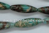 CAT80 15.5 inches 10*30mm rice dyed natural aqua terra jasper beads