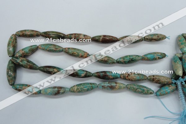 CAT80 15.5 inches 10*30mm rice dyed natural aqua terra jasper beads