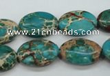 CAT98 15.5 inches 13*18mm oval dyed natural aqua terra jasper beads