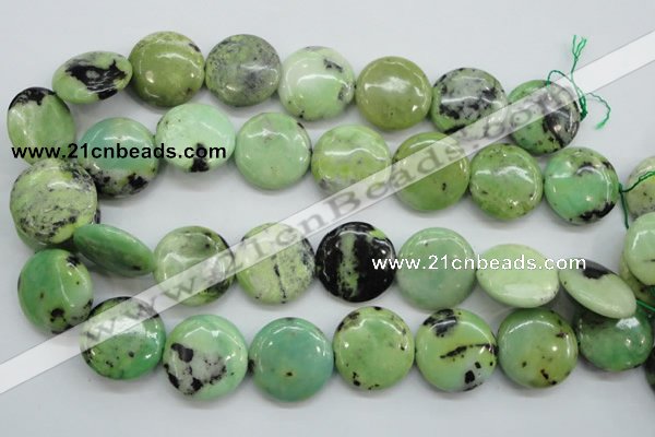 CAU203 15.5 inches 25mm flat round Australia chrysoprase beads