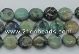 CAZ05 15.5 inches 10mm flat round natural azurite gemstone beads