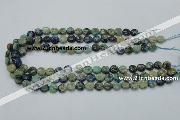 CAZ05 15.5 inches 10mm flat round natural azurite gemstone beads