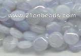 CBC11 15.5 inches 10mm flat round blue chalcedony beads wholesale