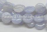 CBC12 15.5 inches 12mm flat round blue chalcedony beads wholesale