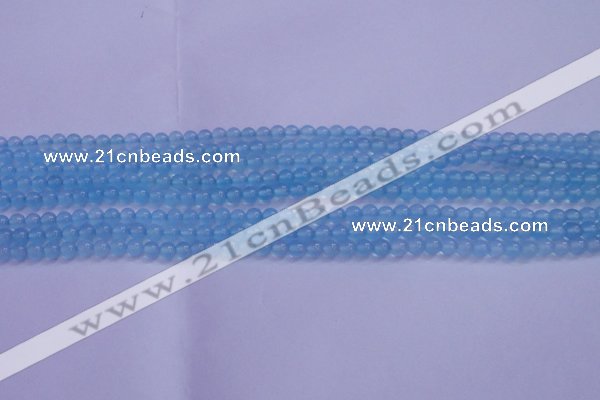 CBC260 15.5 inches 4mm AA grade round ocean blue chalcedony beads