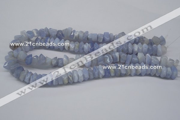 CBC32 15.5 inches 6*13mm faceted nuggets blue chalcedony beads