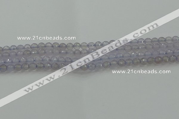 CBC435 15.5 inches 6mm faceted round purple chalcedony beads