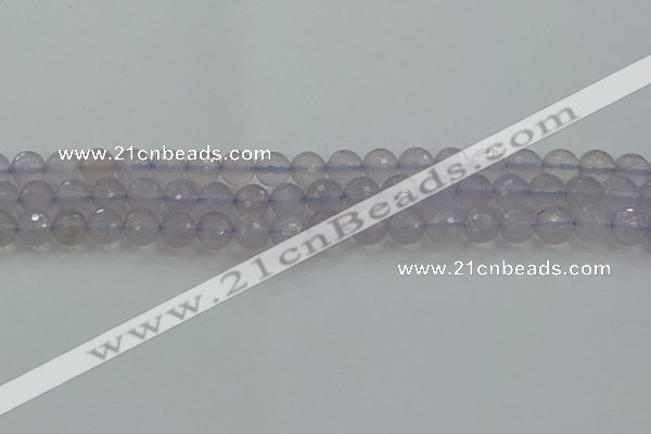 CBC436 15.5 inches 8mm faceted round purple chalcedony beads