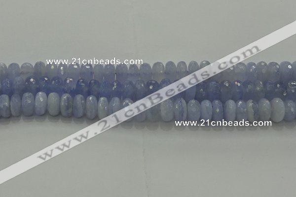 CBC448 15.5 inches 7*12mm faceted rondelle blue chalcedony beads