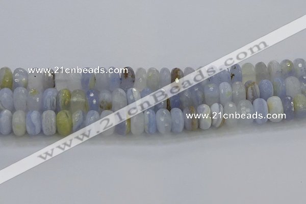 CBC467 15.5 inches 7*12mm faceted rondelle blue chalcedony beads