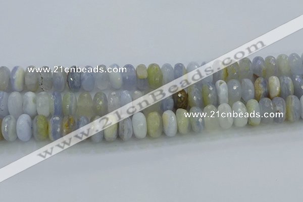 CBC468 15.5 inches 8*14mm faceted rondelle blue chalcedony beads