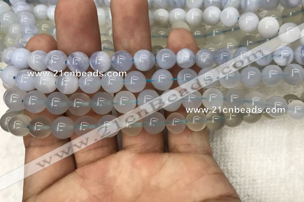 CBC712 15.5 inches 8mm round blue chalcedony beads wholesale