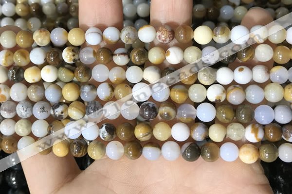 CBC800 15.5 inches 4mm round natural polka dot chalcedony beads