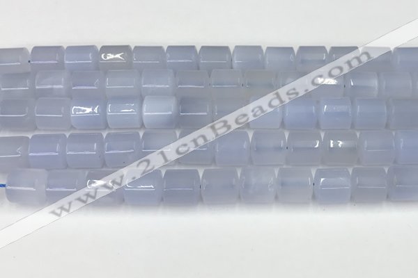 CBC824 15.5 inches 10*11mm tube blue chalcedony gemstone beads