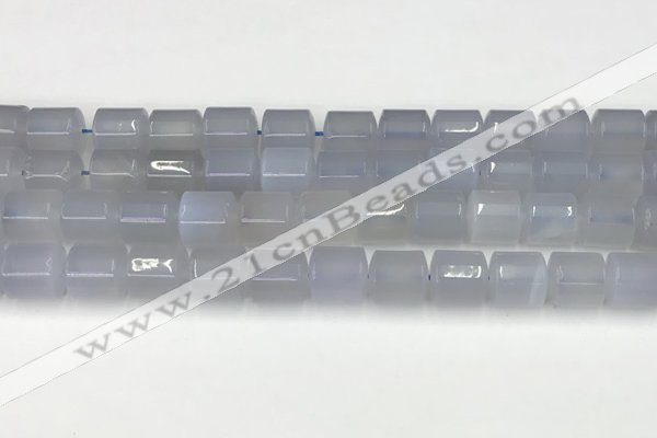 CBC825 15.5 inches 10*11mm tube blue chalcedony gemstone beads