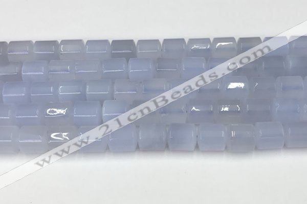 CBC826 15.5 inches 10*11mm tube blue chalcedony gemstone beads