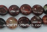 CBD05 15.5 inches 15mm flat round brecciated jasper gemstone beads