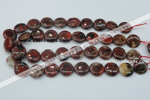 CBD06 15.5 inches 20mm flat round brecciated jasper gemstone beads