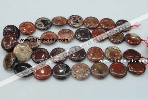 CBD07 15.5 inches 25mm flat round brecciated jasper gemstone beads