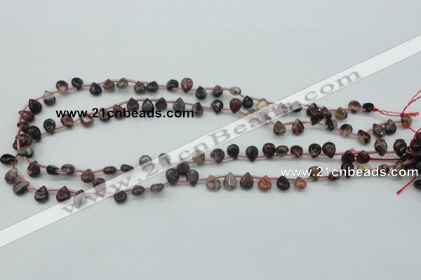 CBD15 6*8mm top-drilled teardrop brecciated jasper gemstone beads