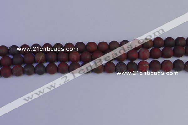 CBD363 15.5 inches 10mm round matte poppy jasper beads wholesale