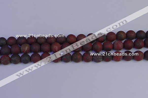 CBD364 15.5 inches 12mm round matte poppy jasper beads wholesale