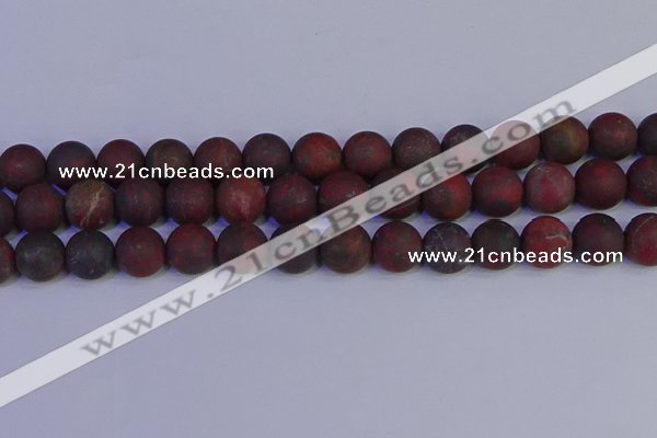 CBD365 15.5 inches 14mm round matte poppy jasper beads wholesale