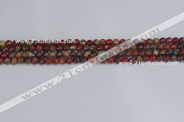 CBD368 15.5 inches 4mm faceted round brecciated jasper beads