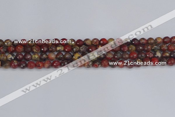 CBD369 15.5 inches 6mm faceted round brecciated jasper beads