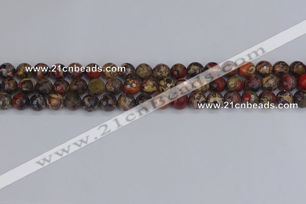 CBD370 15.5 inches 8mm faceted round brecciated jasper beads