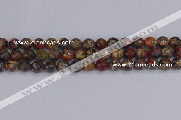 CBD371 15.5 inches 10mm faceted round brecciated jasper beads