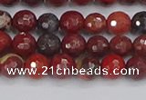 CBD376 15.5 inches 6mm faceted round poppy jasper beads