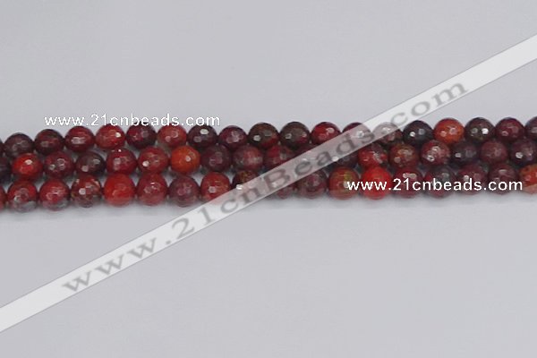 CBD377 15.5 inches 8mm faceted round poppy jasper beads